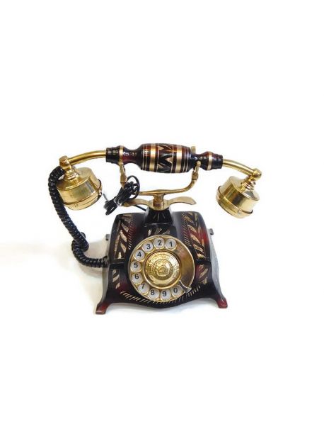 ANTIQUE VINTAGE BRASS TELEPHONE ROTARY DIAL FULLY WORKING