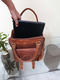 Naturalite Brown Leather Backpack - - 