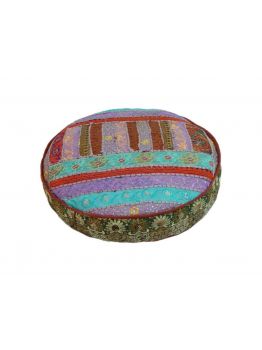 Floor Cushion Cover Pouf Ottoman Poof Round Pouf Foot Stool Ethnic